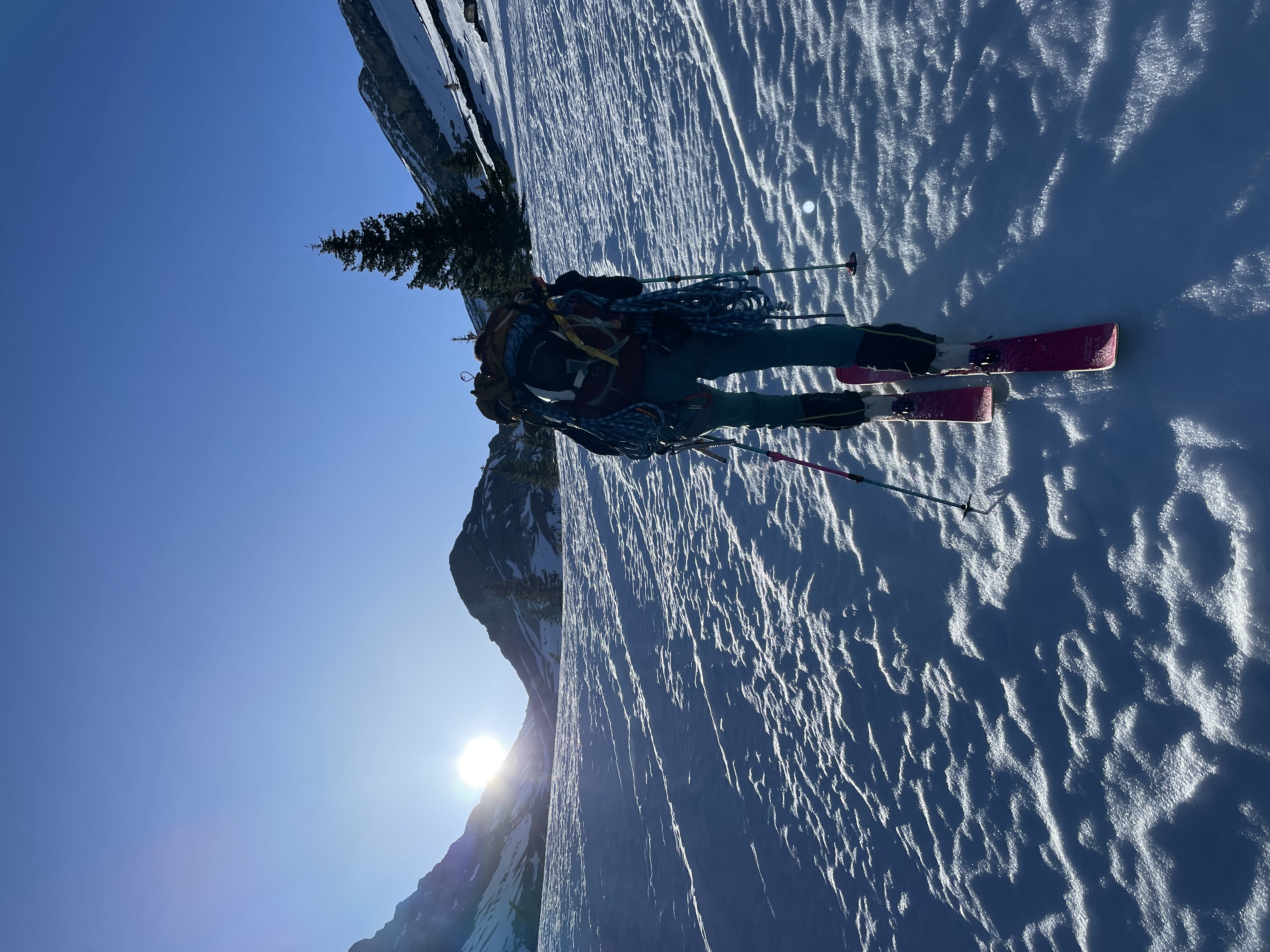 Above the waterfall, into the basin